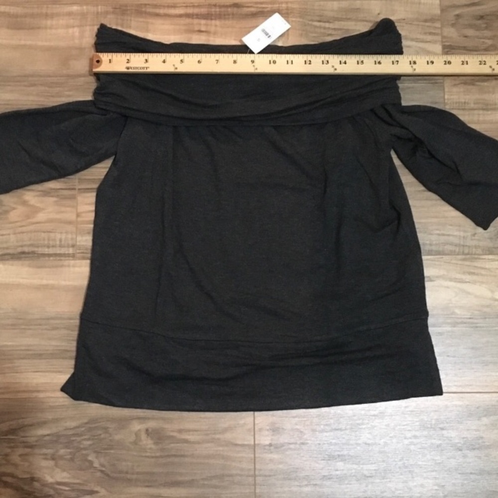 Lou & Grey Charcoal Gray Off the Shoulder Top S - Picture 3 of 7